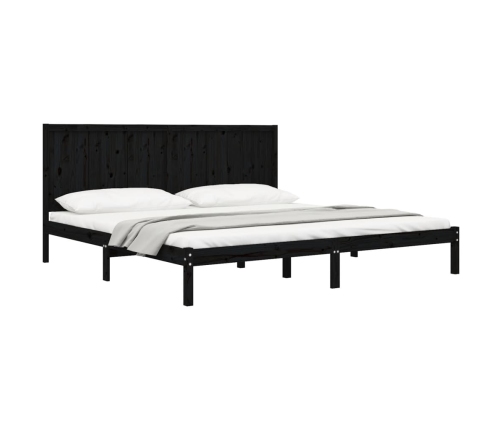 Estructura de cama de madera maciza de pino negra 200x200 cm