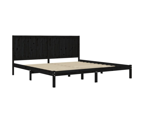 Estructura de cama de madera maciza de pino negra 200x200 cm