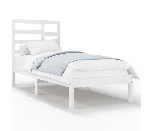 Estructura de cama sin colchón madera maciza blanco 75x190 cm