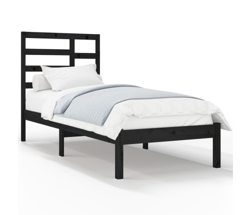 Estructura de cama sin colchón madera maciza negro 75x190 cm