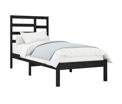 Estructura de cama sin colchón madera maciza negro 75x190 cm