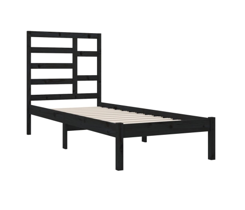 Estructura de cama sin colchón madera maciza negro 75x190 cm