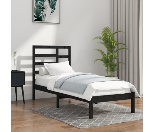 Estructura de cama sin colchón madera maciza negro 75x190 cm