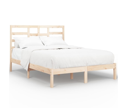 Estructura de cama doble sin colchón madera maciza 120x190 cm