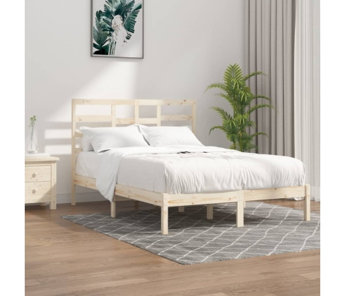 Estructura de cama doble sin colchón madera maciza 120x190 cm