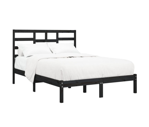 Estructura de cama sin colchón madera maciza negro 120x190 cm