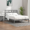 Estructura cama doble sin colchón madera maciza gris 135x190 cm