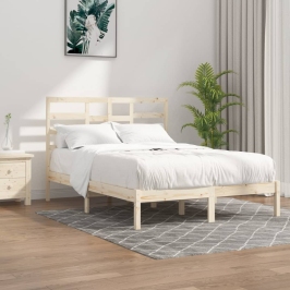 Estructura de cama sin colchón madera maciza 140x190 cm