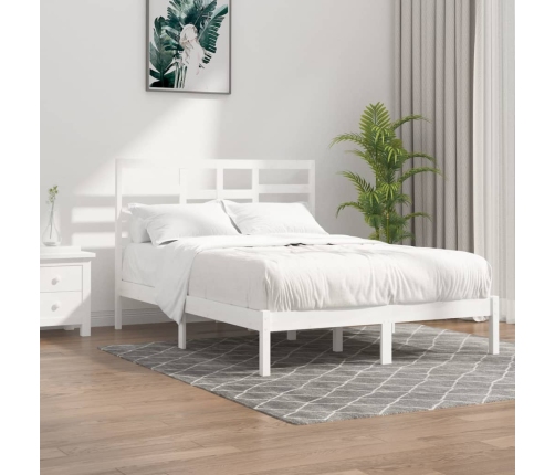 vidaXL Estructura de cama de madera maciza blanca 140x190 cm