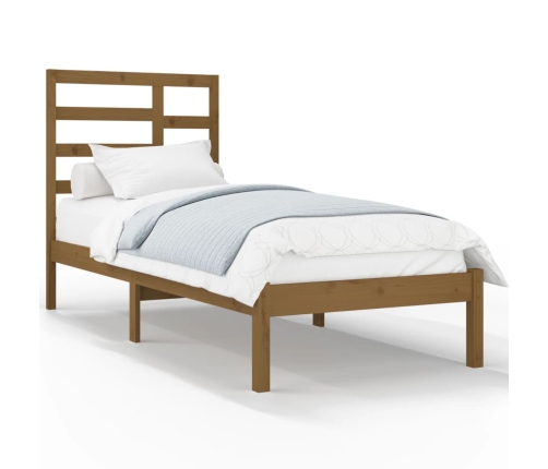 Estructura cama sin colchón madera maciza marrón miel 100x200cm