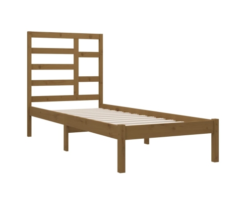 Estructura cama sin colchón madera maciza marrón miel 100x200cm