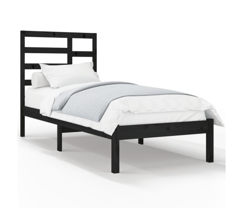 Estructura de cama sin colchón madera maciza negro 100x200 cm