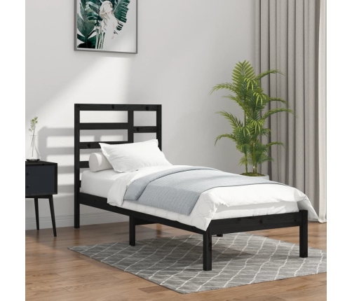 Estructura de cama sin colchón madera maciza negro 100x200 cm