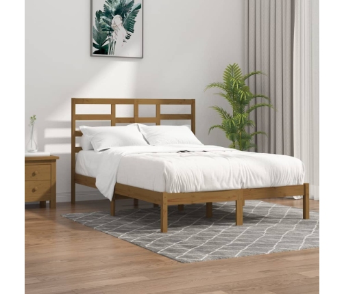 Estructura cama sin colchón madera maciza marrón miel 120x200cm