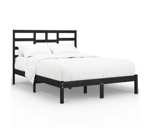 Estructura de cama sin colchón madera maciza negro 140x200 cm