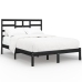 Estructura de cama madera maciza negra King Size 150x200 cm