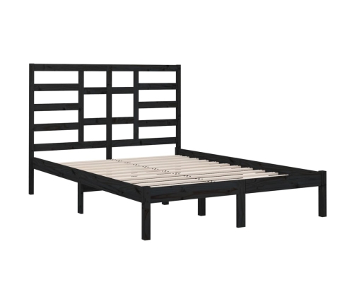 Estructura de cama madera maciza negra King Size 150x200 cm