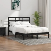 Estructura de cama madera maciza negra King Size 150x200 cm