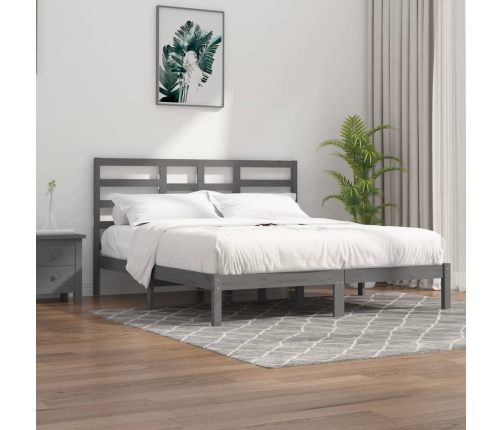 Estructura de cama sin colchón madera maciza gris 200x200 cm