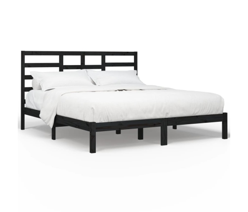 Estructura de cama sin colchón madera maciza negro 200x200 cm