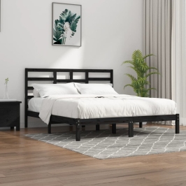 Estructura de cama sin colchón madera maciza negro 200x200 cm