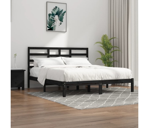 Estructura de cama sin colchón madera maciza negro 200x200 cm