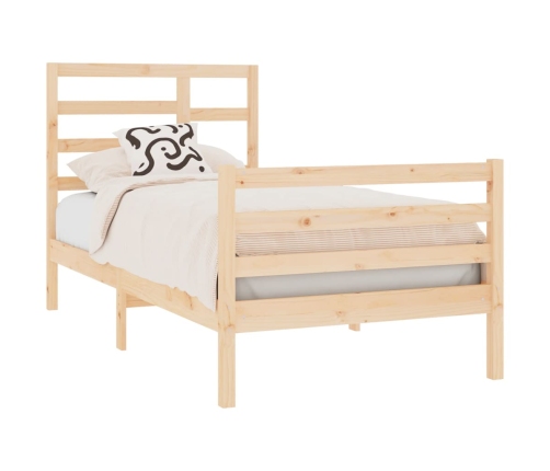 Estructura de cama madera maciza 75x190 cm