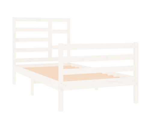 Estructura de cama sin colchón madera maciza blanco 75x190 cm