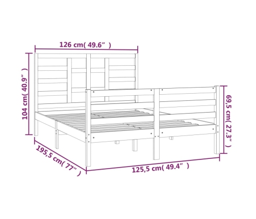 Estructura de cama madera maciza 120x190 cm