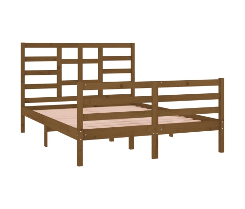 Estructura cama sin colchón madera maciza marrón miel 120x190cm