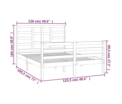 Estructura cama sin colchón madera maciza marrón miel 120x190cm