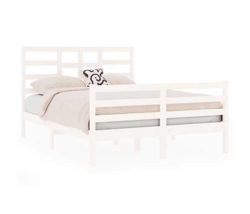 Estructura de cama de madera maciza blanca 135x190 cm