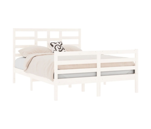 Estructura de cama de madera maciza blanca 135x190 cm