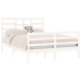 Estructura de cama de madera maciza blanca 135x190 cm