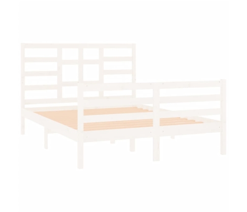 Estructura de cama de madera maciza blanca 135x190 cm