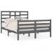 Estructura de cama madera maciza gris doble 135x190 cm