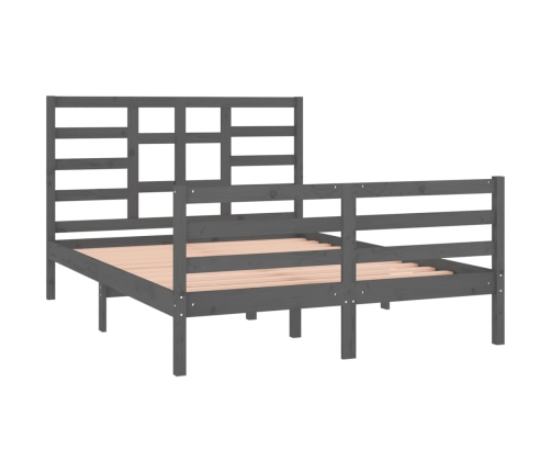 Estructura de cama madera maciza gris doble 135x190 cm