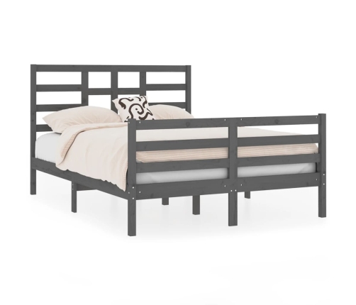 Estructura de cama sin colchón madera maciza gris 140x190 cm