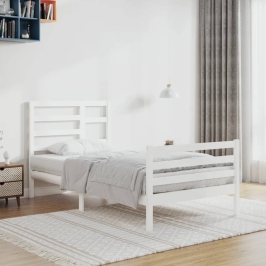 Estructura de cama sin colchón madera maciza blanco 90x200 cm