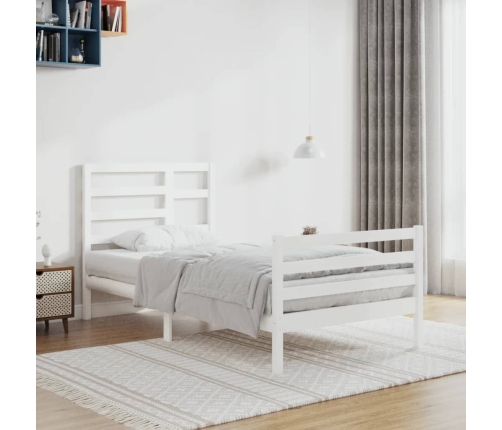 Estructura de cama sin colchón madera maciza blanco 90x200 cm