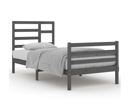 vidaXL Estructura de cama de madera maciza gris 90x200 cm