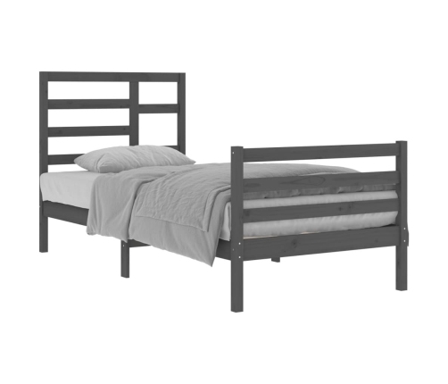 vidaXL Estructura de cama de madera maciza gris 90x200 cm