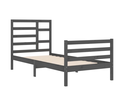 vidaXL Estructura de cama de madera maciza gris 90x200 cm