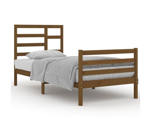 Estructura cama sin colchón madera maciza marrón miel 90x200 cm