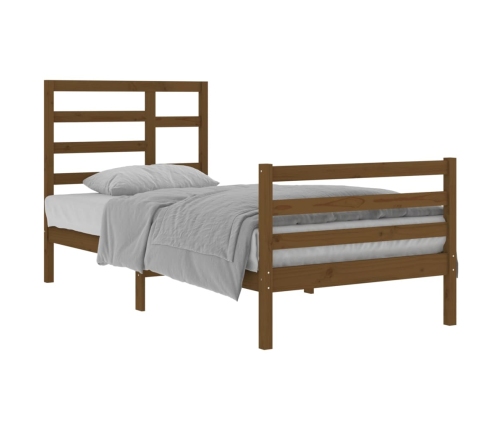 Estructura cama sin colchón madera maciza marrón miel 90x200 cm