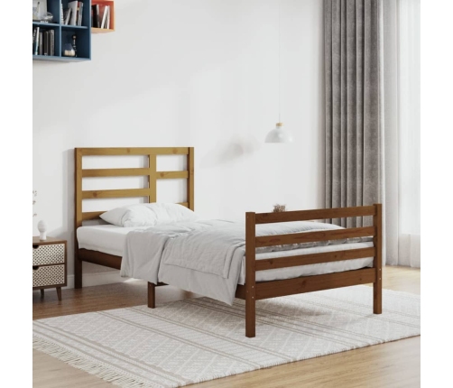 Estructura cama sin colchón madera maciza marrón miel 90x200 cm