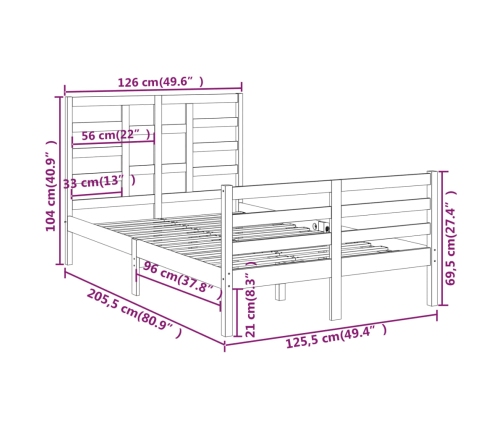 Estructura de cama sin colchón madera maciza blanco 120x200 cm