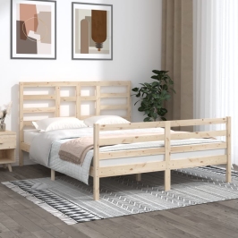 Estructura de cama madera maciza 150x200 cm