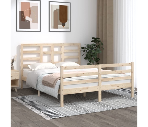 Estructura de cama madera maciza 150x200 cm