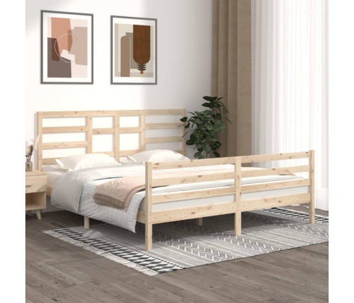 Estructura de cama sin colchón madera maciza 180x200 cm